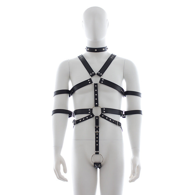 Image of SM bondage one-piece erotic leather erotic underwear male gay abuse male slave sm props bondage male chest strap
